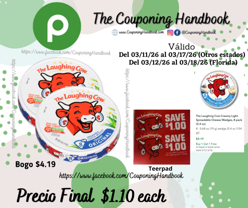 The Laughing Cow Creamy Original Spreadable Cheese Wedges, 8 pack por $1.10