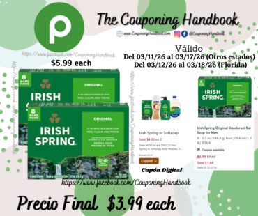 Irish Spring Original Deodorant Bar Soap for Men 8 por $3.99