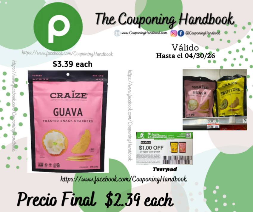 Craize Toasted Snack Crackers por $2.39