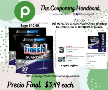 Finish Finish Quantum Dishwasher Detergent, Premium Dishwashing Tablets, 27 ct por $3.49