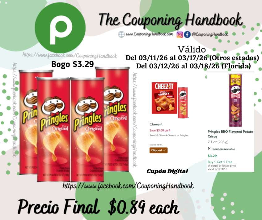 Pringles Original Potato Crisps por $0.89