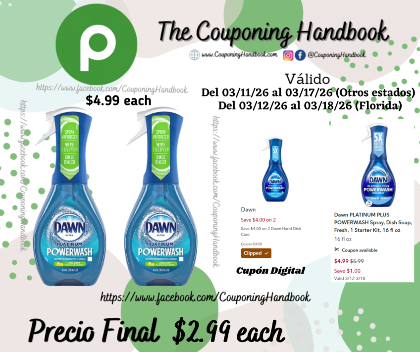 Dawn Powerwash Dish Spray 16 Fl Oz por $2.99