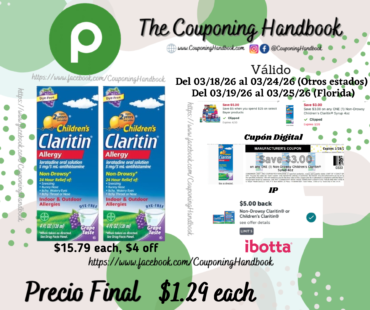 Claritin Children’s Allergy, 5 mg, Indoor & Outdoor, Non-Drowsy, Grape Taste por $1.29