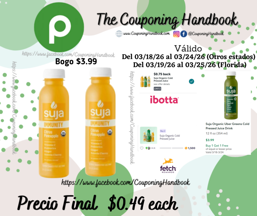 Suja Organic Immunity Citrus Pineapple Cold Pressed Juice Drink 12 fl oz por $0.49