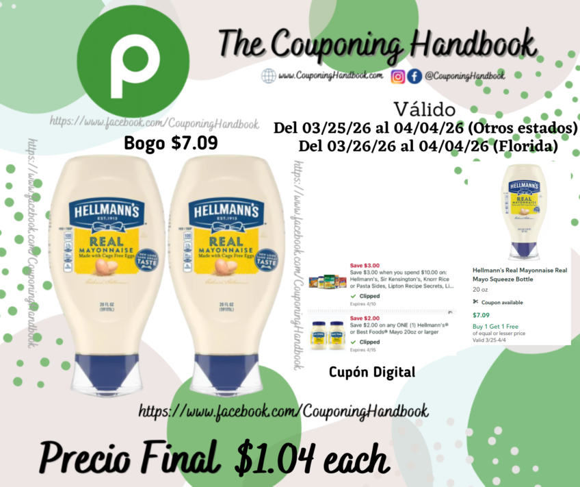 Hellmann’s Real Mayonnaise Real Mayo Squeeze Bottle 20 oz por $1.04