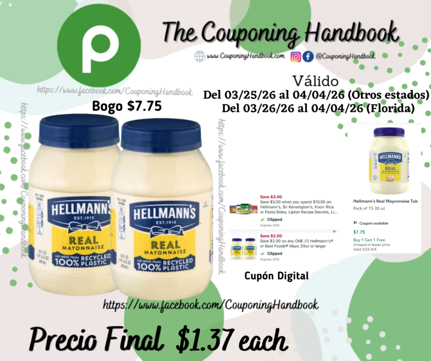 Hellmann’s Real Mayonnaise 30 oz por $1.37