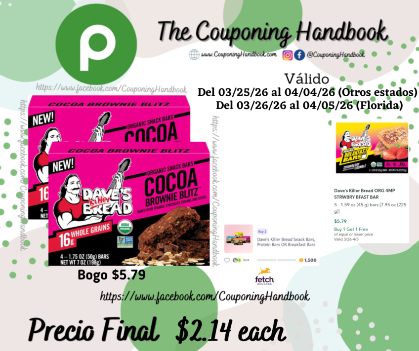 Dave’s Killer Bread Snack Bars, Organic por $2.14