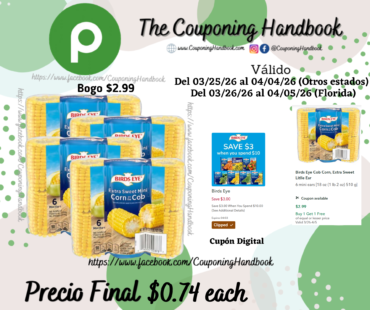 Birds Eye Cob Corn, Extra Sweet Litlle Ear 6 mini ears por $0.74