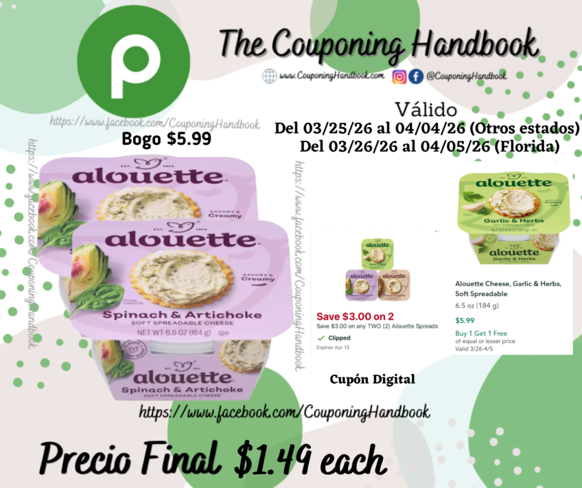 Alouette Cheese, Spinach & Artichoke, Soft Spreadable por $1.49