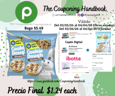 Pillsbury Chocolate Chip Cookie Dough por $1.24