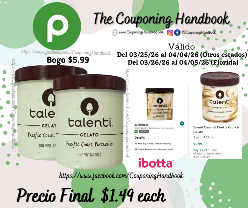 Talenti Gelato, Pacific Coast Pistachio por $1.49
