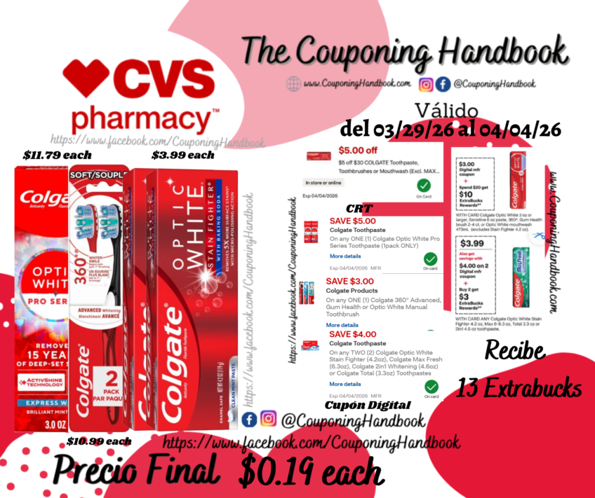 04 Productos Colgate Optic White por $0.76