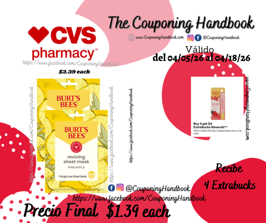 Burt’s Bees Reviving Sheet Mask with Pineapple por $1.39