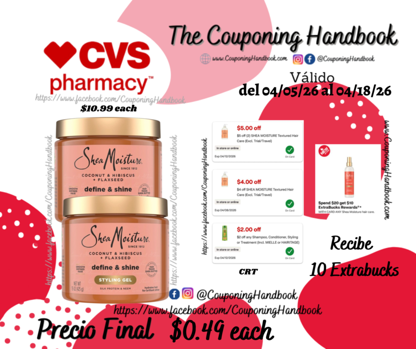 SheaMoisture Coconut & Hibiscus Define & Shine Styling Gel, 15 OZ por $0.49