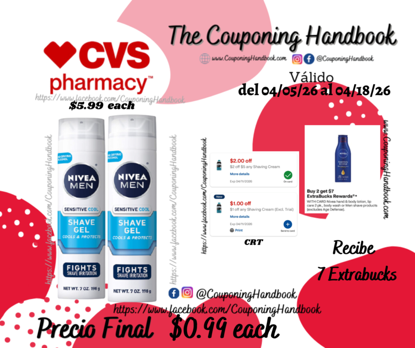 NIVEA MEN Sensitive Cooling Shaving Gel, 7 OZ por $0.99