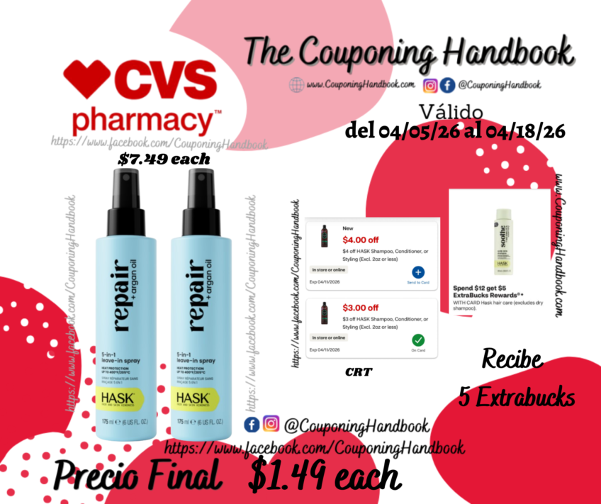 HASK Repair Argan Oil 5-in-1 Leave-in Spray, 6 OZ por $1.49