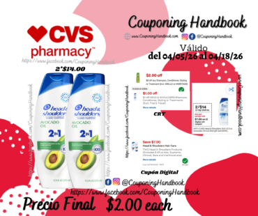 Head & Shoulders Avocado Oil 2-in-1 Dandruff Shampoo & Conditioner, 12.5 OZ por $2.00