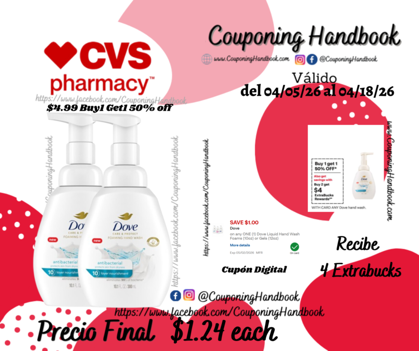 Dove Care & Protect Antibacterial Foaming Hand Wash, 10.1 oz por $1.24