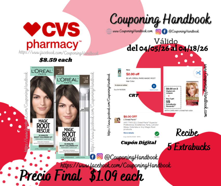 L’Oreal Paris Magic Root Rescue 10 Minute Root Hair Coloring Kit por $1.09