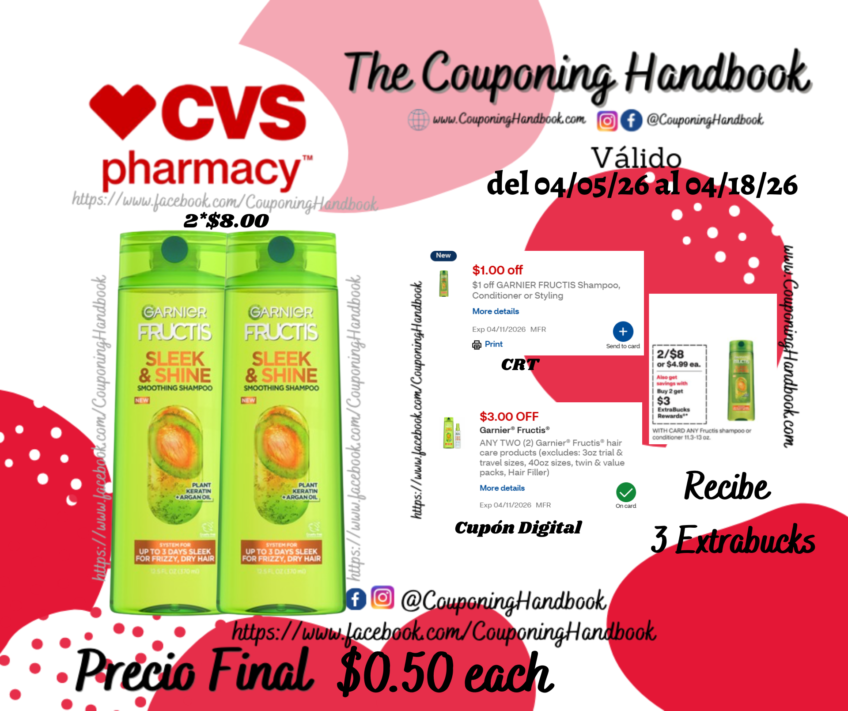 Garnier Fructis Shampoo/conditioner 12.5 OZ por $0.50