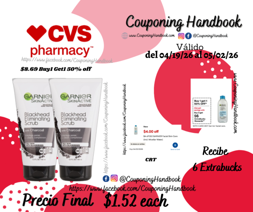 Garnier SkinActive Charcoal Blackhead Acne Treatment Scrub, 5 OZ por $1.52