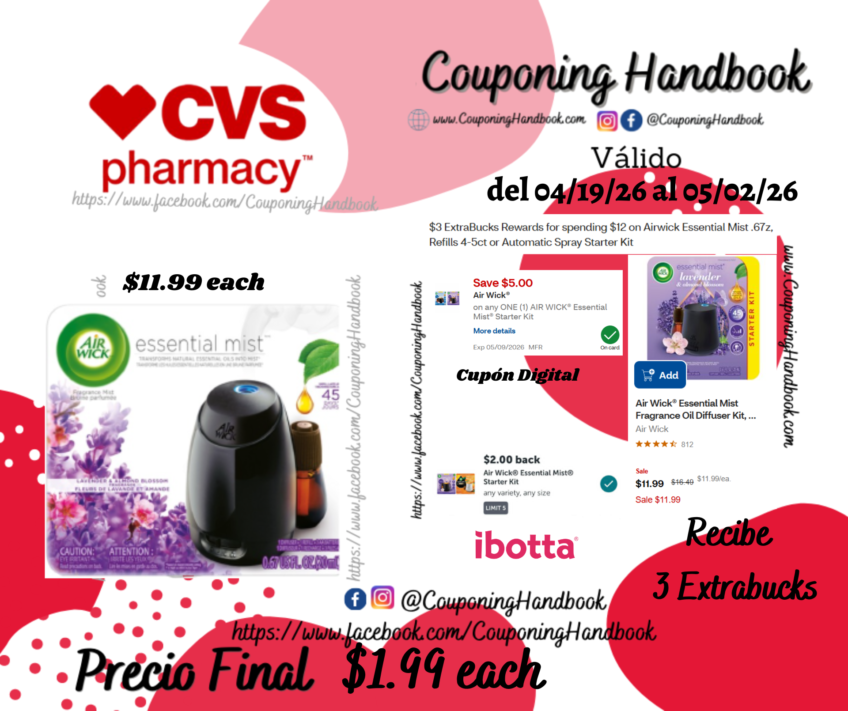 Air Wick® Essential Mist Fragrance Oil Diffuser Kit por $1.99