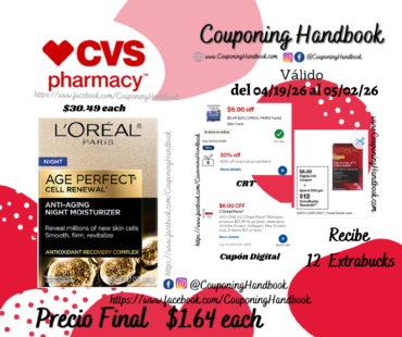 L’Oreal Paris Age Perfect Cell Renewal Anti-Aging Night Moisturizer, 1.7 OZ por $1.64