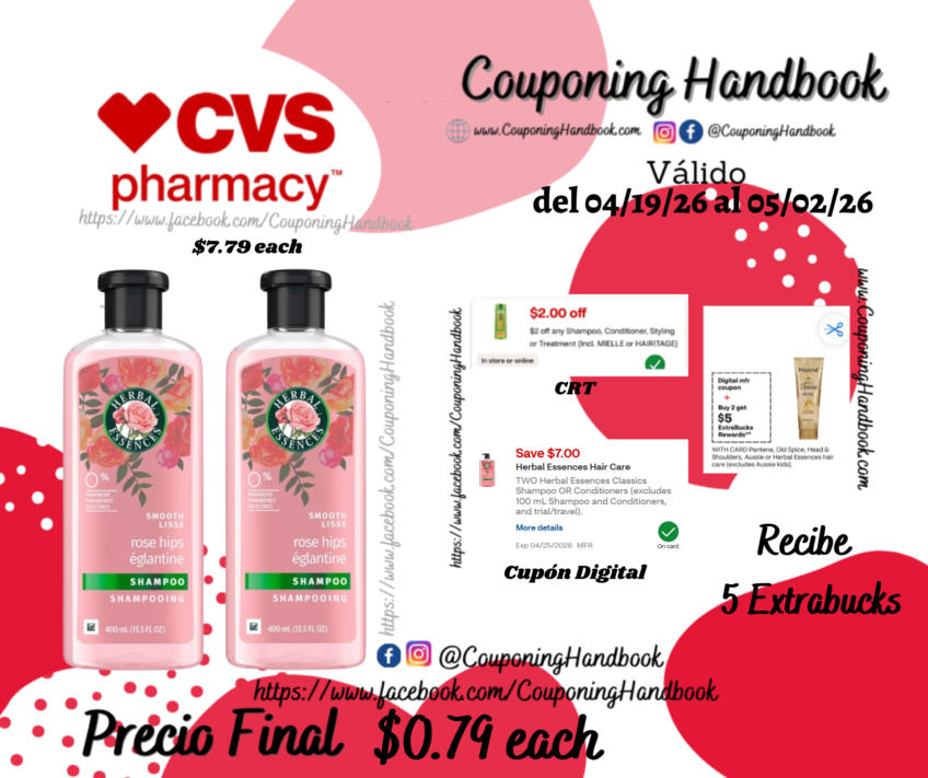 Herbal Essences Rose Hips Smoothing Shampoo por $0.79