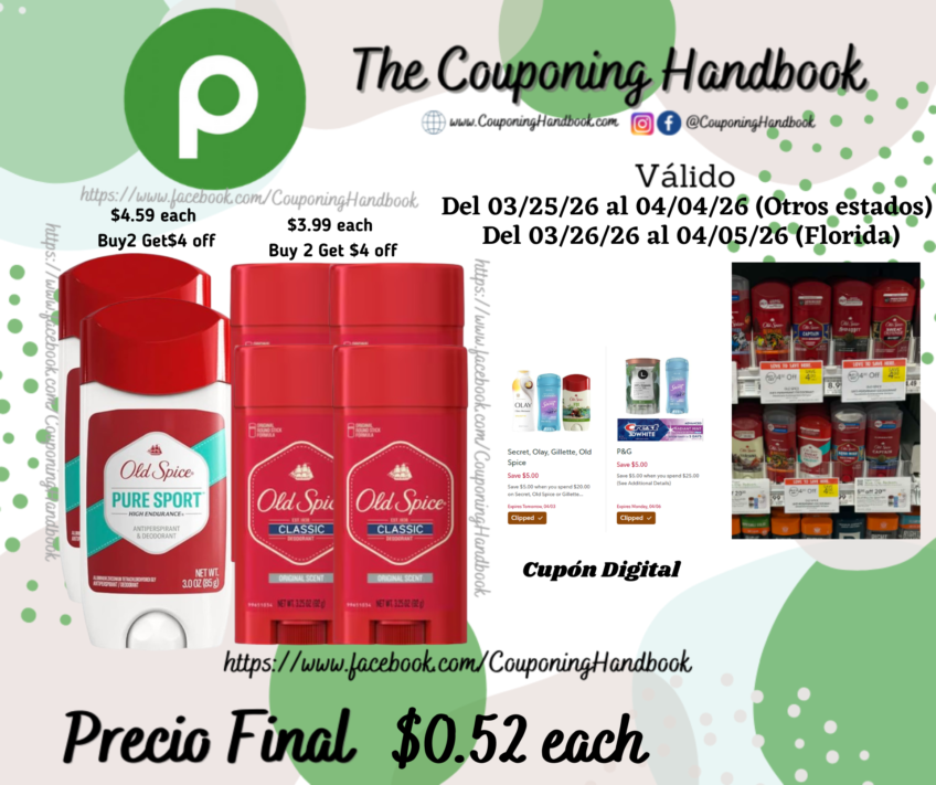 Old Spice Deodorant for Men por $0.52