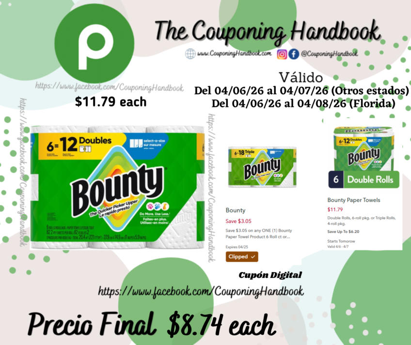 Bounty Paper Towels Select-A-Size, 6 Count 6 ct por $8.74