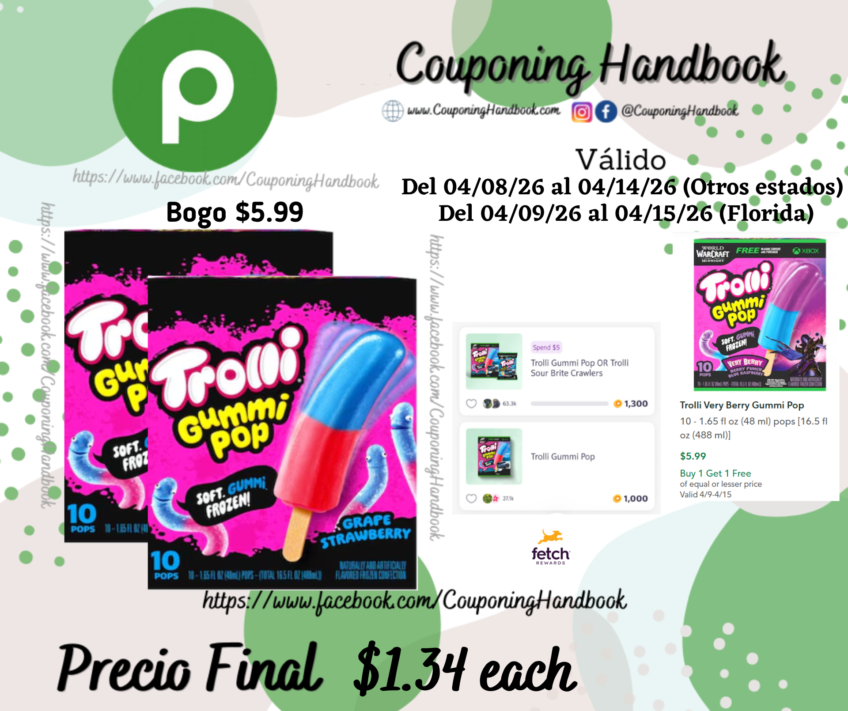 Trolli Grape Strawberry Gummi Pop por $1.34