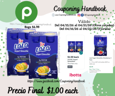 Lala Yogurt Smoothies 4 Pack por $1.00