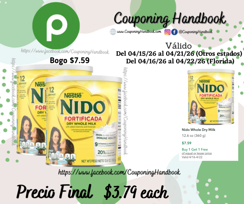 Nido Whole Dry Milk 12.6 oz por $3.79