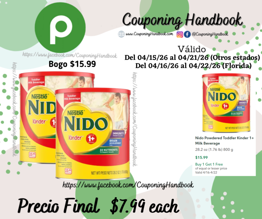 Nido Powdered Toddler Kinder 1+ Milk Beverage 28.2 oz por $7.99