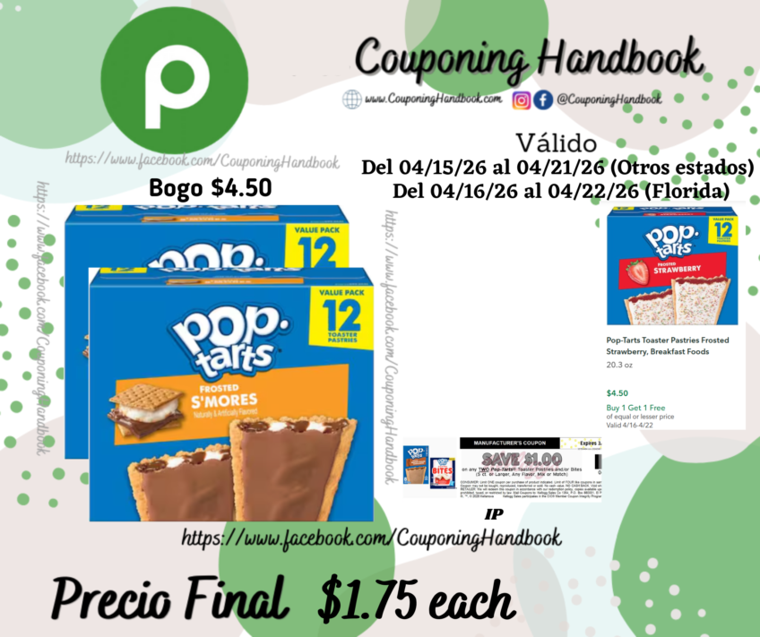 Pop-Tarts Toaster Pastries Frosted S’mores, Breakfast Foods 20.3 oz por $1.75