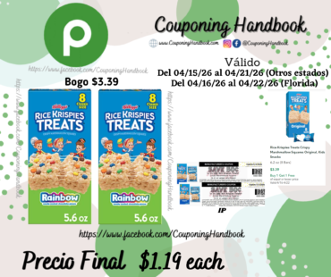 Rice Krispies Treats Crispy Marshmallow Squares Rainbow, Kids Snacks por $1.19