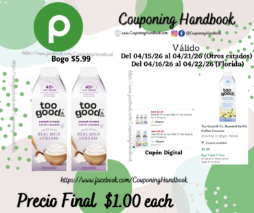 Too Good & Co. Sweet Cream Coffee Creamer 25.4 fl oz por $1.00