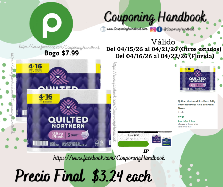 Quilted Northern Ultra Plush 3-Ply Unscented Mega Rolls Bathroom Tissue por $3.24