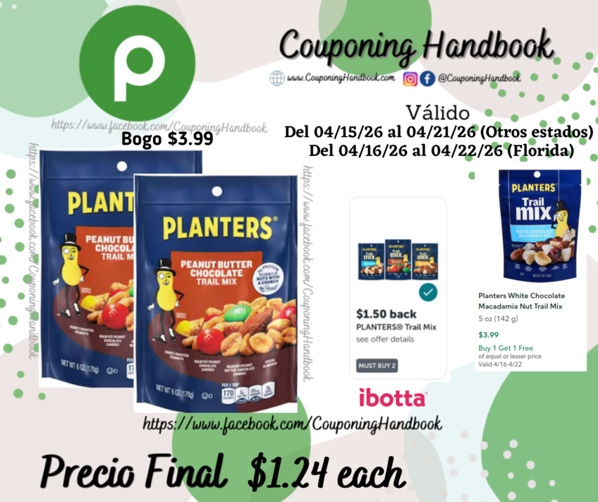 Planters Peanut Butter Chocolate Trail Mix por $1.24