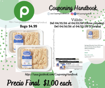 Springer Mountain Farms 92% Lean Ground Chicken Breast, Raised Without Antibiotics 16 oz Pkg por $1.00