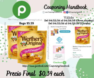 Werther’s Original Share Size Soft Caramels 10.8 oz por $0.39