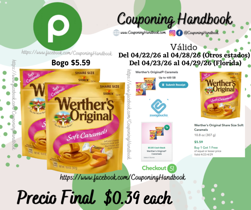 Werther’s Original Share Size Soft Caramels 10.8 oz por $0.39