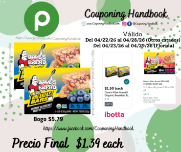 Dave’s Killer Bread Organic Boomin’ Blueberry Muffin Breakfast Bars por $1.39