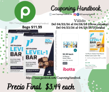 1st Phorm Gluten Free Chocolate PB Pretzel Level-1 Bar por $3.49