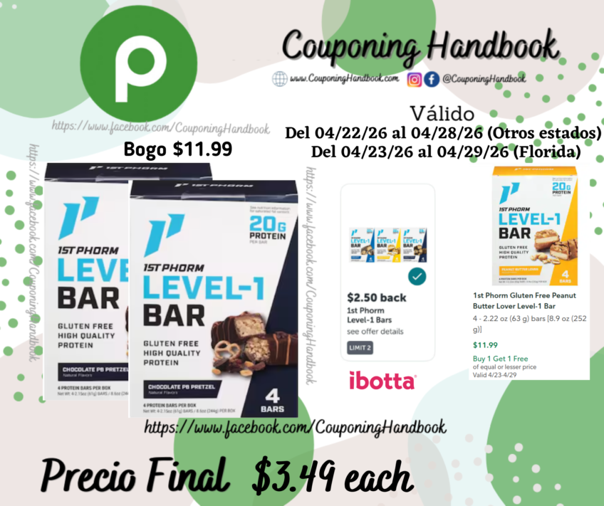 1st Phorm Gluten Free Chocolate PB Pretzel Level-1 Bar por $3.49