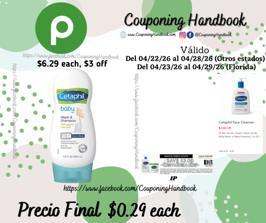 Cetaphil Baby Wash & Shampoo with Organic Calendula, 7.8 fl oz por $0.29