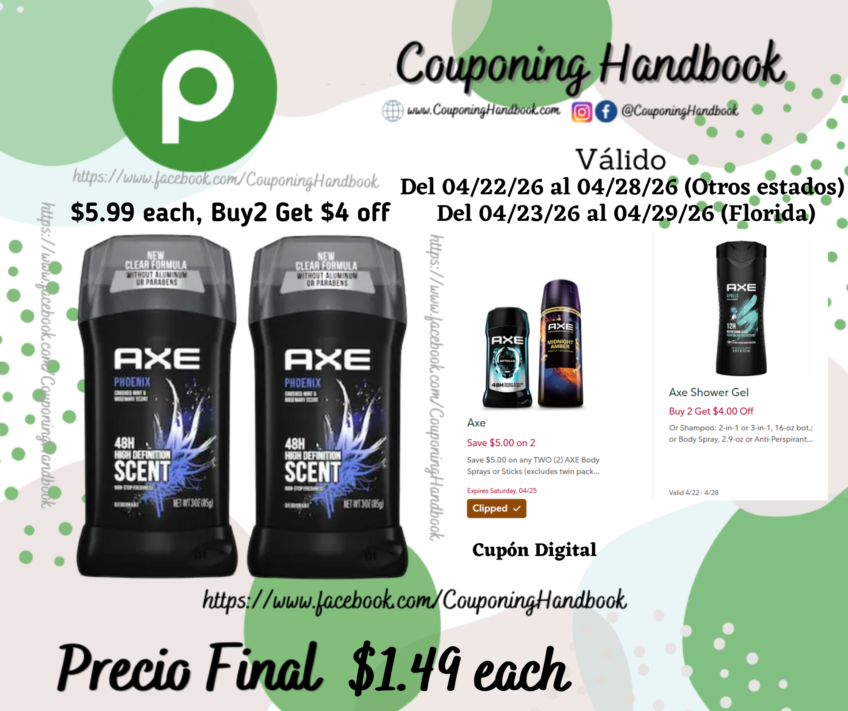 Axe Phoenix Antiperspirant For Men Mint & Rosemary 2.7 oz por $1.49