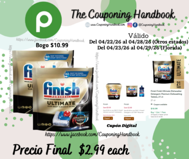 Finish Finish Ultimate Dishwasher Detergent, Premium Dishwashing Tablets, 21 ct por $2.99