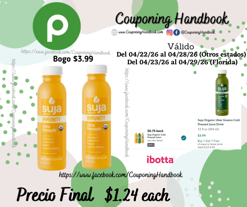 Suja Organic Immunity Citrus Pineapple Cold Pressed Juice Drink 12 fl oz por $1.24