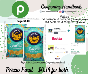 02 Siete Potato Chips, Sea Salt por $0.19